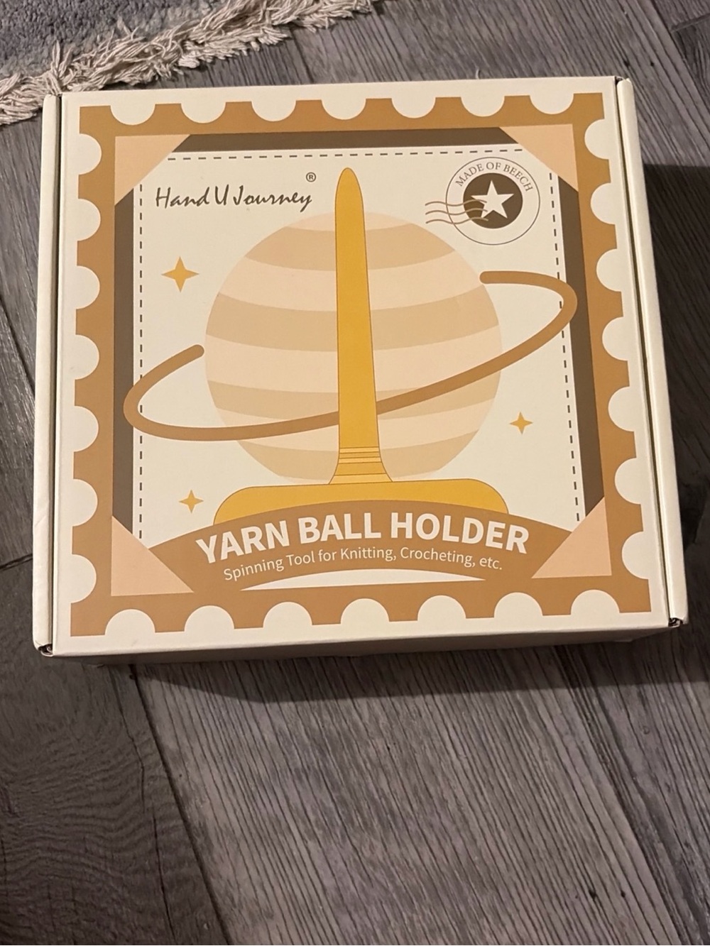 Yarn Ball Holder - wooden Beech in box